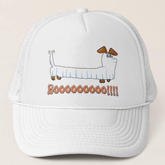 ハロウィーンの幽霊としてのシーツのダックスフント キャップ (正面)