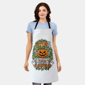 ハロウィーンの幽霊とコウモリのパンプキンを見るのをやめて_1 エプロン (着用した状態)