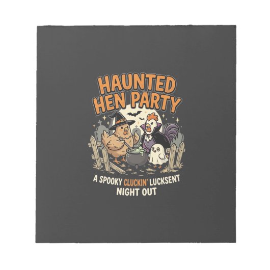 ハロウィーンの幽霊に取り憑かれた雌鳥パーティー ノートパッド (正面)