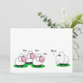 ハロウィーンの幽霊に扮したヒツジが「ブー」に向かう。 カード (スタンド正面)