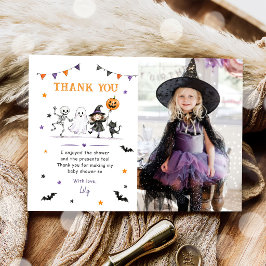 ハロウィーンの幽霊のおばけの誕生日パーティーの写真 サンキューカード