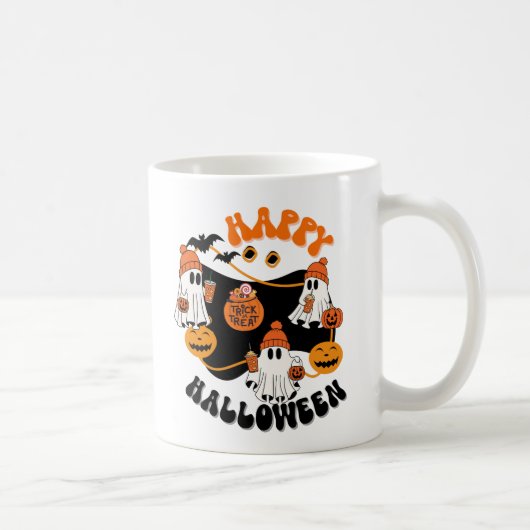 ハロウィーンの幽霊のような不気味快活コーヒーマグ コーヒーマグカップ (右)
