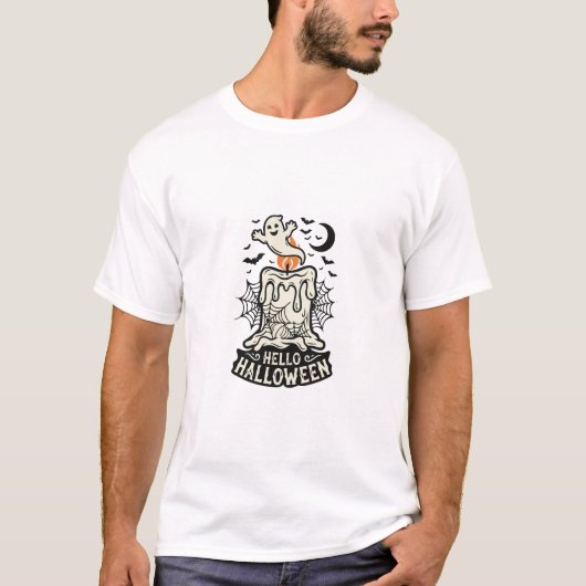 ハロウィーンの幽霊のキャンドル Tシャツ (正面)