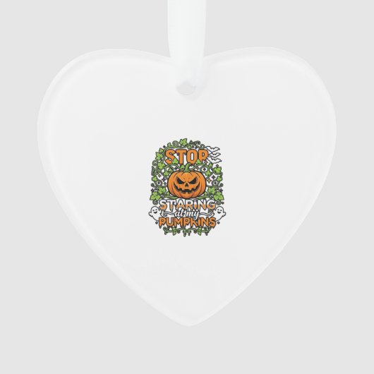 ハロウィーンの幽霊のコウモリに見つめないで かぼちゃ_1 オーナメント (正面)
