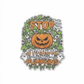 ハロウィーンの幽霊のコウモリのカボチャを見つめないで_1 シール (正面)