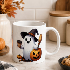 ハロウィーンの幽霊の名入れコーヒーマグ コーヒーマグカップ