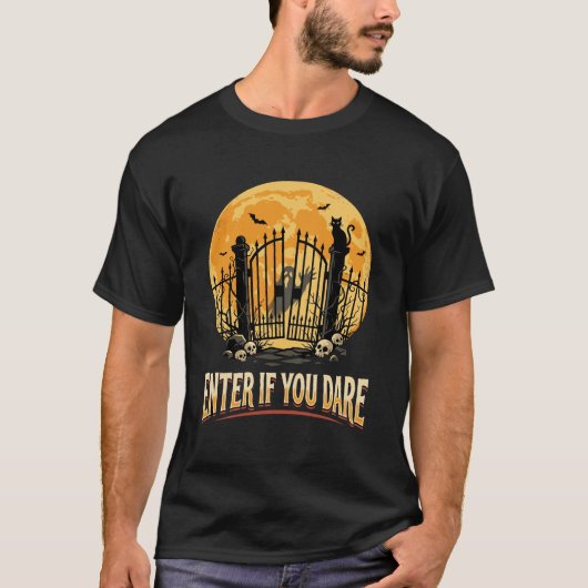 ハロウィーンの幽霊の月警告 Tシャツ (正面)
