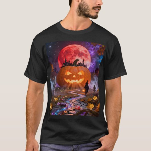 ハロウィーンの幽霊の月食 2 壁掛け時計 Tシャツ (正面)