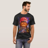 ハロウィーンの幽霊の月食 2 壁掛け時計 Tシャツ (正面フル)