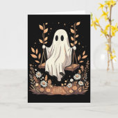 ハロウィーンの幽霊の秋の花の揺れ カード (黄色い花)