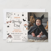 ハロウィーンの幽霊の1歳の誕生日フォト 招待状 (正面)