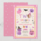 ハロウィーンの幽霊の2歳の誕生日 招待状 (正面/裏面)