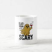 ハロウィーンの幽霊は食べたり飲んだりして怖がらせてヴィンテージ_1 コーヒーマグカップ (中央)