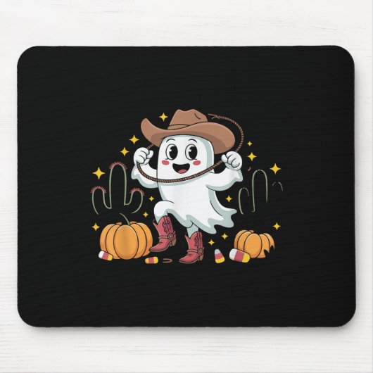 ハロウィーンの幽霊カウボーイ おもしろ ウエスタン イベント 仮装 マウスパッド (正面)