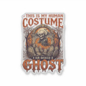 ハロウィーンの幽霊スケルトン墓場月 シール (正面)