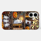 ハロウィーンの幽霊スマホケース かぼちゃ 猫 本棚 Case-Mate iPhoneケース (裏面 (横))