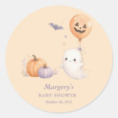 ハロウィーンの幽霊ベビーシャワー ラウンドシール (正面)