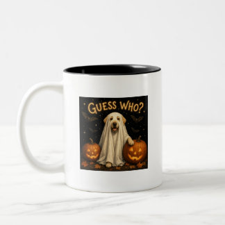 ハロウィーンの幽霊ラブラドール犬デザイン Guess Who? ツートーンマグカップ
