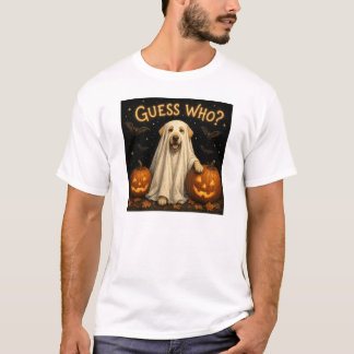 ハロウィーンの幽霊ラブラドール犬デザイン Guess Who? Tシャツ
