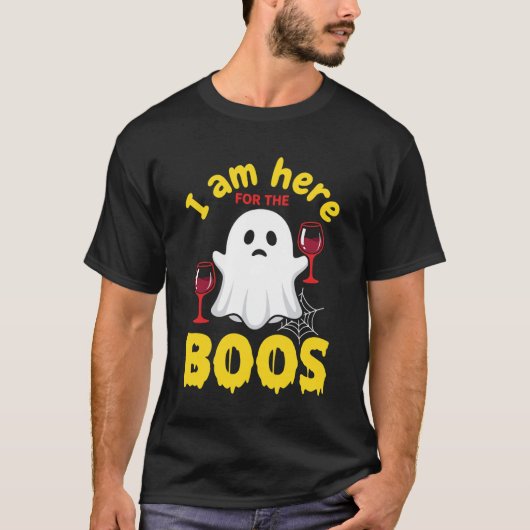 ハロウィーンの幽霊ワインブースデザイン Tシャツ (正面)