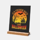 ハロウィーンの幽霊城のデザインがコウモリ好き アクリルサイン (傾斜)
