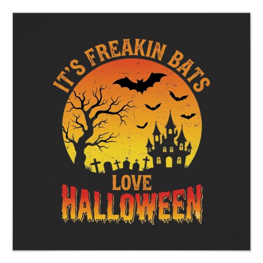 ハロウィーンの幽霊城のデザインがコウモリ好き ポスター (正面)