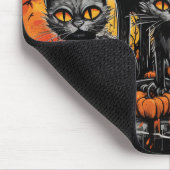 ハロウィーンの幽霊屋敷の三匹の黒猫 マウスパッド (コーナー)