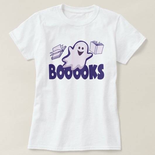 ハロウィーンの幽霊本 Tシャツ (デザイン正面)