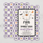 ハロウィーンの幽霊5歳の誕生日は不気味な雰囲気 招待状 (正面/裏面)