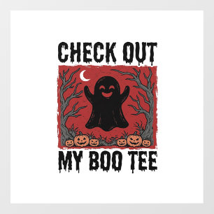 ハロウィーンの幽霊 おもしろTシャツ ビンテージ ベクター デザイン ウィンドウサイン