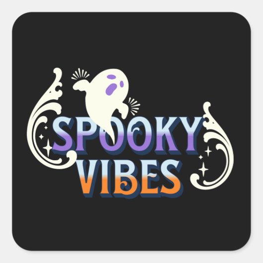 ハロウィーンの幽霊 スプーキーな雰囲気 タイポグラフィ レタリング スクエアシール (正面)