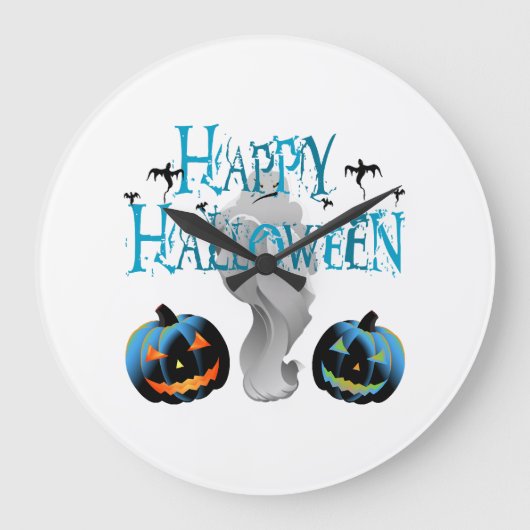 ハロウィーンの幽霊 - ハロウィーンコスチューム パンプキン ラージ壁時計 (正面)