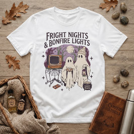 ハロウィーンの幽霊 フライトナイツとたき火の灯り Tシャツ
