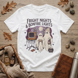 ハロウィーンの幽霊 フライトナイツとたき火の灯り Tシャツ