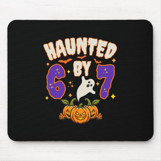 ハロウィーンの幽霊 67 ナンバー67 6 7 ミーム 面白い マウスパッド (正面)