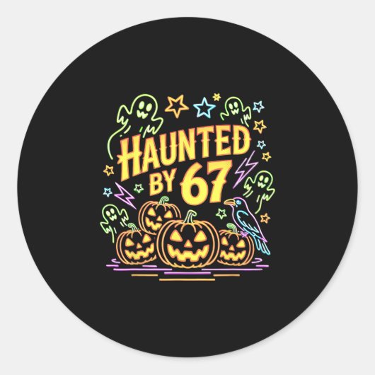 ハロウィーンの幽霊 67 ロクナナ ミーム 1 (6)  ラウンドシール (正面)