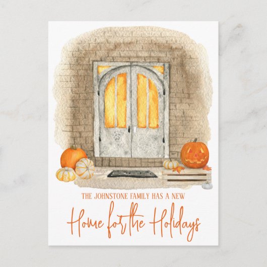 ハロウィーンの引越し発表用の新しい家 ポストカード (正面)