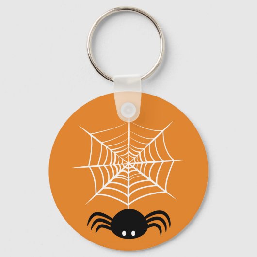 ハロウィーンの怖いクモのイラスト キーホルダー (正面)