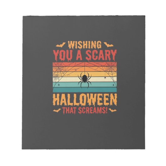ハロウィーンの怖いクモの巣の夕焼けデザイン_1 ノートパッド (正面)