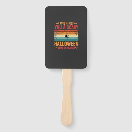 ハロウィーンの怖いクモの巣の夕焼けデザイン_1 ハンドファン (正面)