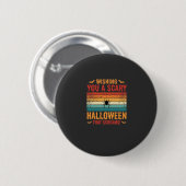 ハロウィーンの怖いクモの巣の夕焼けデザイン_1 缶バッジ (正面&裏面)