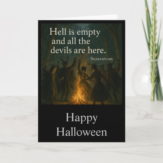ハロウィーンの怖いグリーティングカード - 地獄は空っぽ カード (正面)