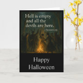 ハロウィーンの怖いグリーティングカード - 地獄は空っぽ カード (黄色い花)