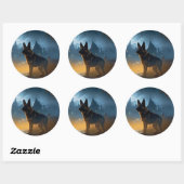 ハロウィーンの怖いジャーマンシェパード ラウンドシール (シート)