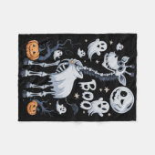 ハロウィーンの怖いスケルトンキリン幽霊 フリースブランケット (正面(横))
