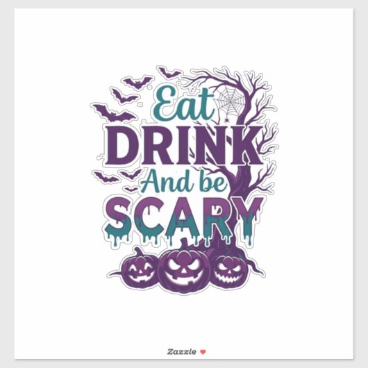 ハロウィーンの怖いスプーキーな木のかぼちゃでお食事を シール (シート)
