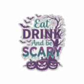 ハロウィーンの怖いスプーキーな木のかぼちゃでお食事を シール (正面)