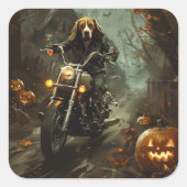 ハロウィーンの怖いビーグルバイク スクエアシール (正面)