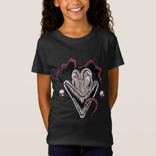 ハロウィーンの怖いピエロの顔のデザイン Tシャツ (正面)