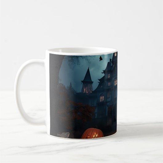 ハロウィーンの怖いヴァイマラナー コーヒーマグカップ (左)
